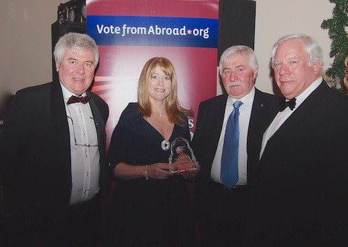 Sean Hillen media and public relations director Democrats Abroad Ireland, VIP guests Sally and Tom Fitzgerald and Dennis Desmond, chairperson Democrats Abroad Ireland at a special event at the Gresham Hotel in Dublin celebrating the inauguration of President Barack Obama this week.