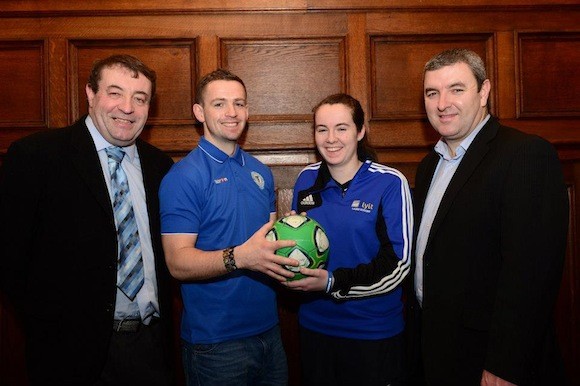 Chantelle is welcomed to Finn Harps by Kevin McHugh