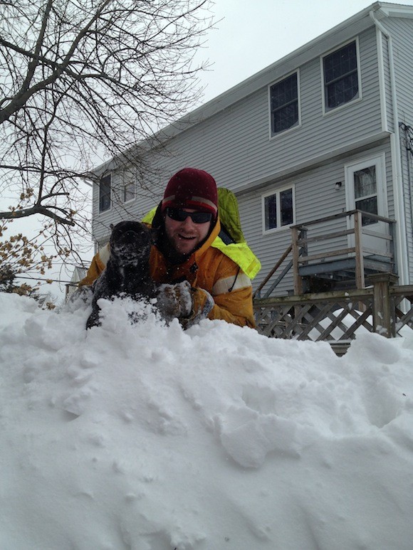 You can just make out Glenn's pet pooch through the snow 