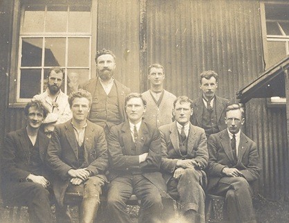  First photo is of the No. 1 Compound Staff Officers - Front row (L-R) Art O'Donnell, Mossie Donegan, Joseph McGrath, Dr. Richard Hayes, Dr. T.F. O'Higgins - Back row (L-R) Thomas Meldon, Barney O'Driscoll, Thomas Treacy, D. Hogan.