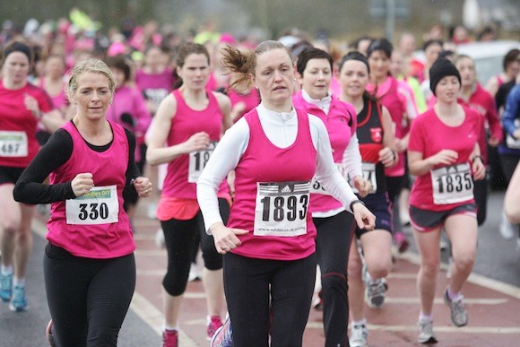 Some ladies show steely determination during today's race. Picture by Gary Foy. 