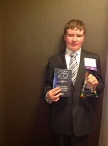 Niall with his award in New York.