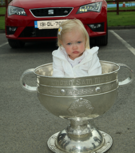 elia Diver from Letterkenny has the best seat in house!  Sam Maguire made an appearance at yesterday