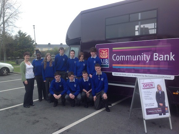 Errigal College students with AIB's Noreen Fox-Doherty.