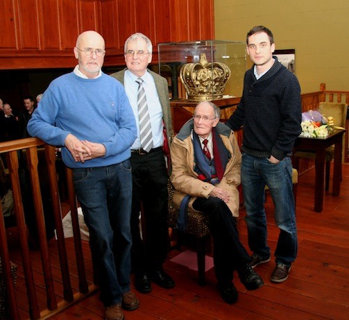 Aidan with his brother John, his father Terry and his son Terry at his recent retirement function in the Courthouse Lifford.  