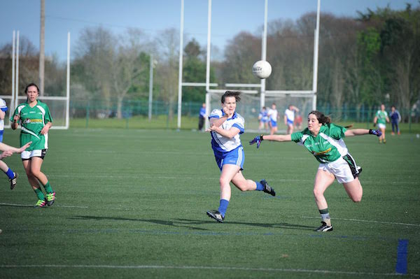 Geraldine McLaughlin playing for LyIT in the Donaghey Cup Final in UCD yesterday, Geraldine scored 4-12 in the game where LyIT defeated Blanchardstown by 4-15 to 3-15.