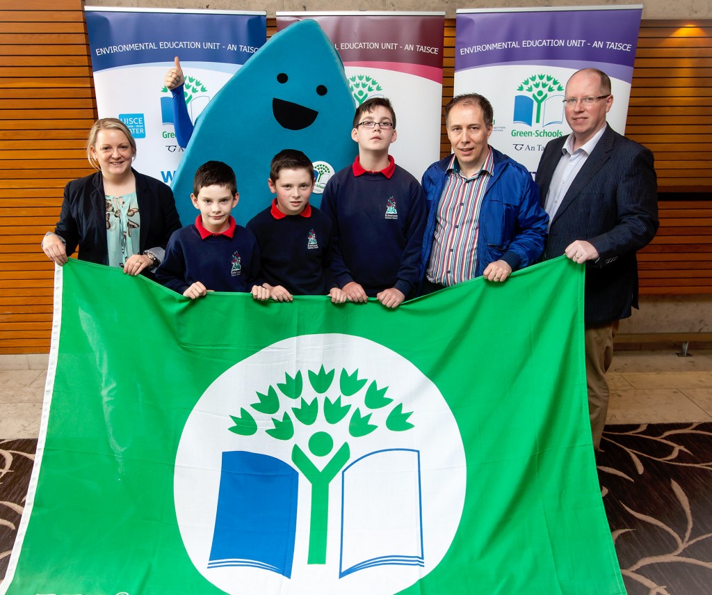 Cathal Kennedy, Sean Lucas, Martin Kennedy and Brian Bovaird from Robertson National School are pictured with Toni Bourke and Sean Corrigan from Irish Water at the presentation of Green Flags by An Taisce Green-Schools today at Radisson Blu Hotel, Letterkenny. Robertson NS was awarded the Green Flag for the Water theme, which is sponsored and supported by Irish Water. This year schools in Ireland saw an average 28.5% decrease per person in water usage – enough water to make 450 million cups of coffee - thanks to their involvement in the Water theme. This year 191 schools across Ireland will be awarded the Green Flag for the Water theme; 10 of which were awarded to schools from Donegal today.