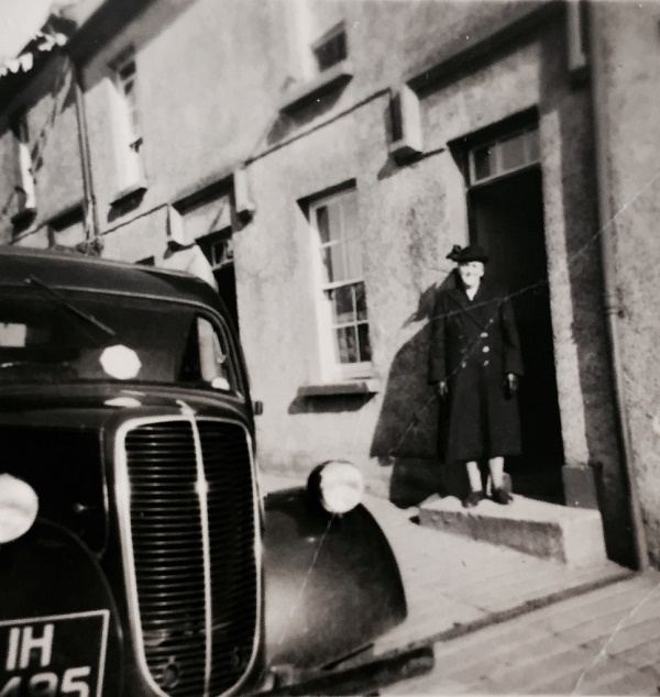 My Granny all ready for the road. She is pictured at the door of her family home "in the row" Ballymacool Terrace, Letterkenny as she prepares for the long journey to Cork in the I950's to visit her son, Neilus (Fr. Mark) who was going for the priesthood. The photo was taken by her daughter , and my mother, Mary Ellen Coyle.